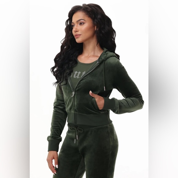 ❤️JUICY COUTURE SIGNATURE Y2K BEDAZZLED OB BLING VELOUR ZIP-UP HOODIE NWT - Picture 7 of 9